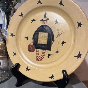 Primitive Whimsical Halloween Decorative Plate Hand painted